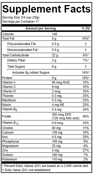 Supplement Facts Example